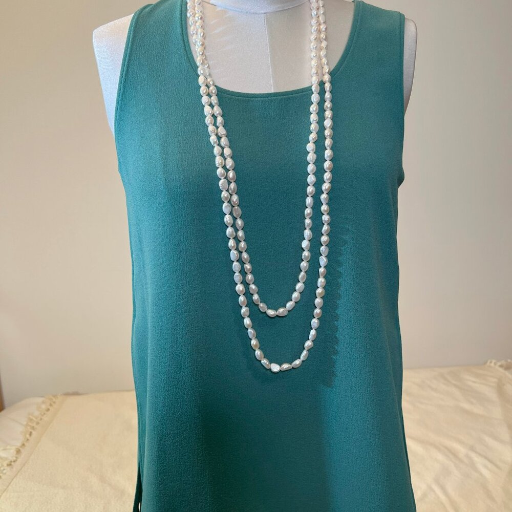 NEW EMPORIO ARMANI: Green Jade/Teal  Tank Top High-Low hem, WT Size 40/US Size 6